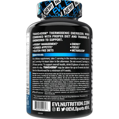 EVL Thermogenic Fat Burner – Fast Acting Weight Loss & Energy | Trans4orm Green Tea, 60 Servings