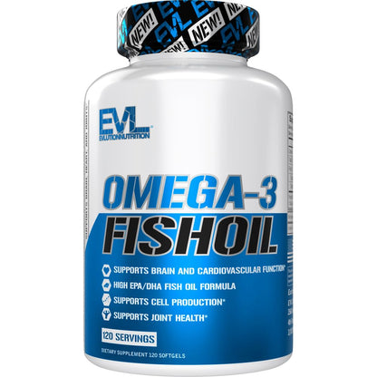 EVL Nutrition Triple Strength Omega-3 Fish Oil | Enteric Coated Citrus Softgels - 120 Count