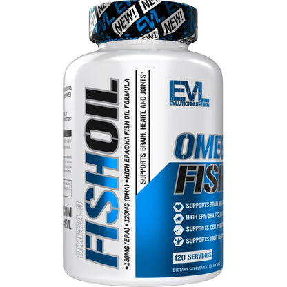EVL Nutrition Triple Strength Omega-3 Fish Oil | Enteric Coated Citrus Softgels - 120 Count