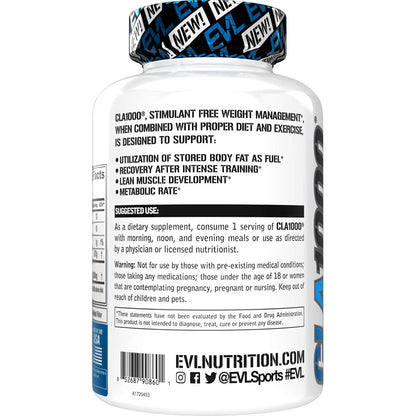 Evlution CLA 1000mg Pills – Fat Burn & Metabolism (Stimulant-Free)