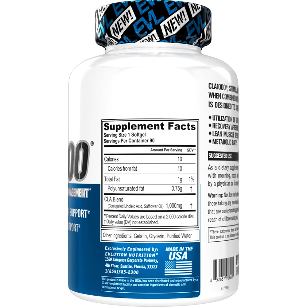 Evlution CLA 1000mg Pills – Fat Burn & Metabolism (Stimulant-Free)