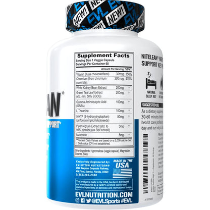 Evlution Nutrition NiteLean Night Time Fat Burner - Sleep & Weight Loss