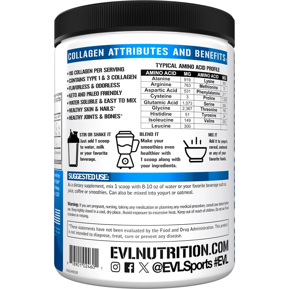 Evlution Nutrition Collagen Peptides Powder – Premium Hydrolyzed Collagen (30 Servings)