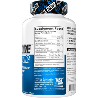 EVL LeanMode + Probiotic – 15B CFUs, Digestive Support, 40 Servings