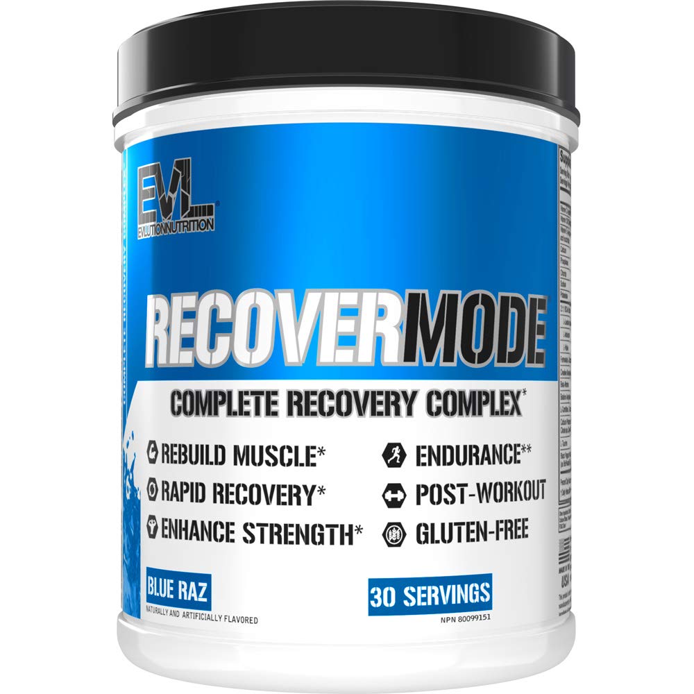 Evlution Nutrition Recover Mode – Post-Workout Recovery with BCAAs, Creatine & Glutamine | 30 Servings Blue Raz
