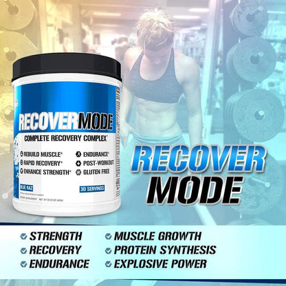 Evlution Nutrition Recover Mode – Post-Workout Recovery with BCAAs, Creatine & Glutamine | 30 Servings Blue Raz