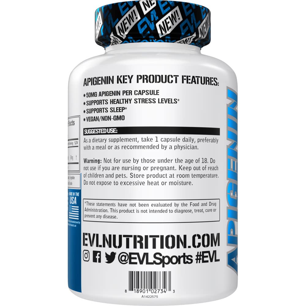 Evlution Pure Apigenin Chamomile 50mg - Sleep & Mood Support | Vegan, Non-GMO
