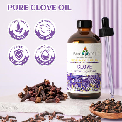 EVOKE OCCU Clove Oil for Teeth & Gums | Toothache Relief & Fresh Breath (DIY Mouthwash) – 4 Fl Oz