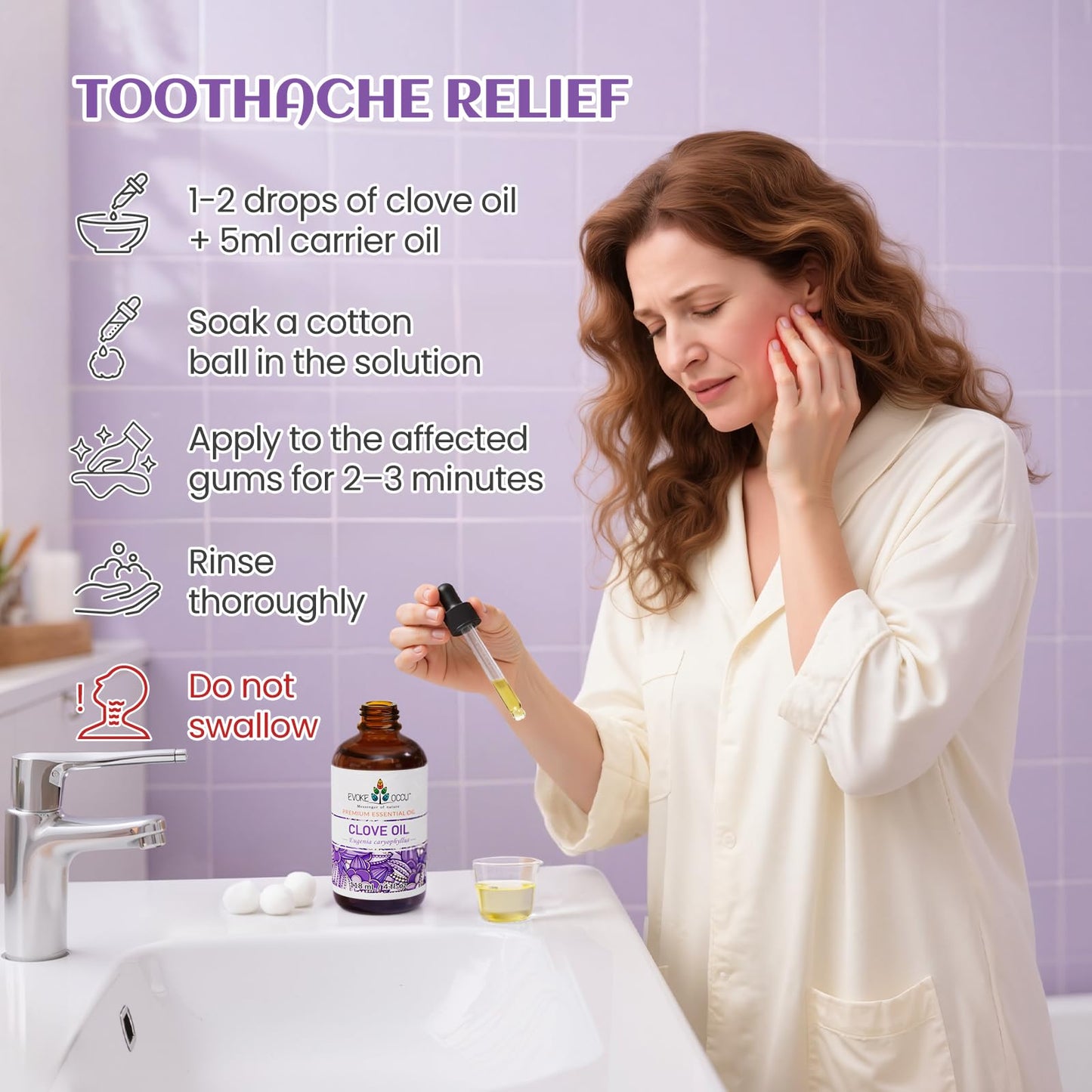 EVOKE OCCU Clove Oil for Teeth & Gums | Toothache Relief & Fresh Breath (DIY Mouthwash) – 4 Fl Oz