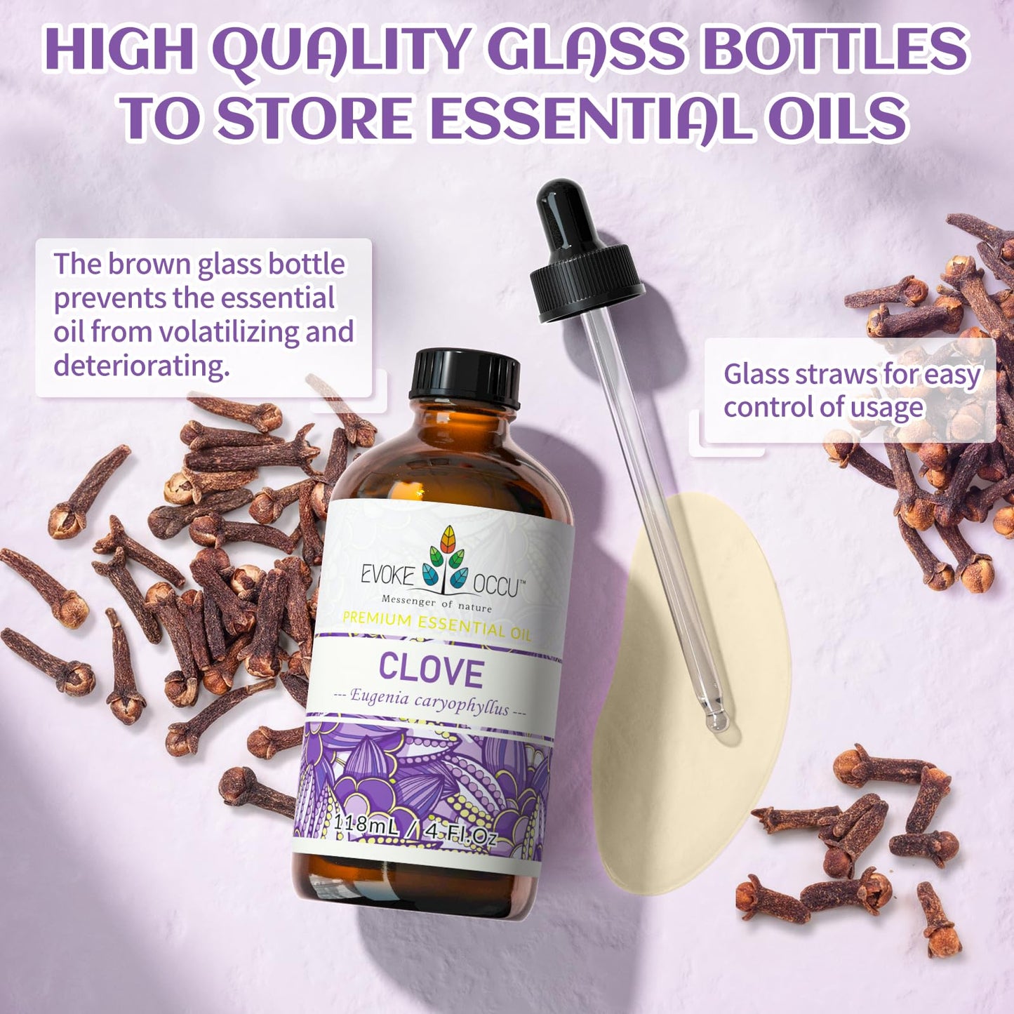 EVOKE OCCU Clove Oil for Teeth & Gums | Toothache Relief & Fresh Breath (DIY Mouthwash) – 4 Fl Oz