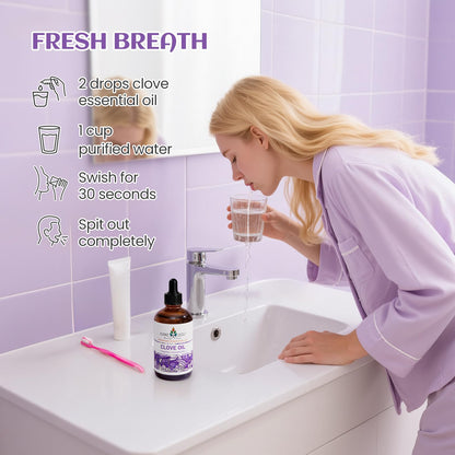 EVOKE OCCU Clove Oil for Teeth & Gums | Toothache Relief & Fresh Breath (DIY Mouthwash) – 4 Fl Oz