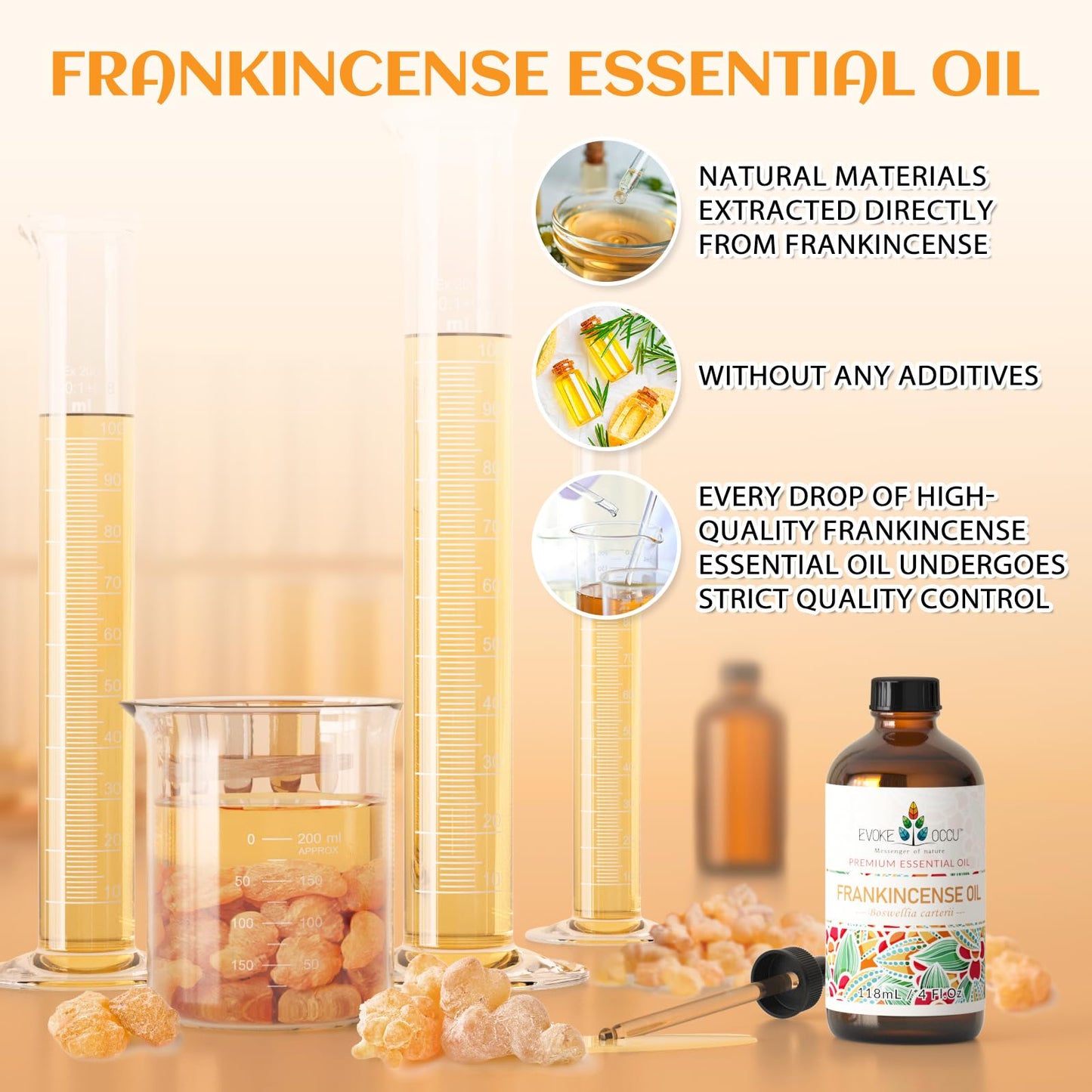 EVOKE OCCU Frankincense Essential Oil for Discomfort Relief, Skin Care, Reduces Redness & Swelling- 4 Fl Oz