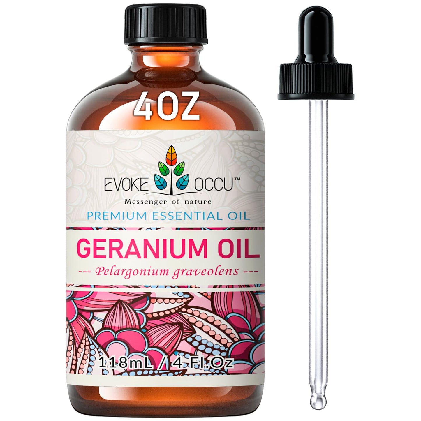 EVOKE OCCU Geranium Essential Oil 4 oz | Pure, Natural for Skin & Hair