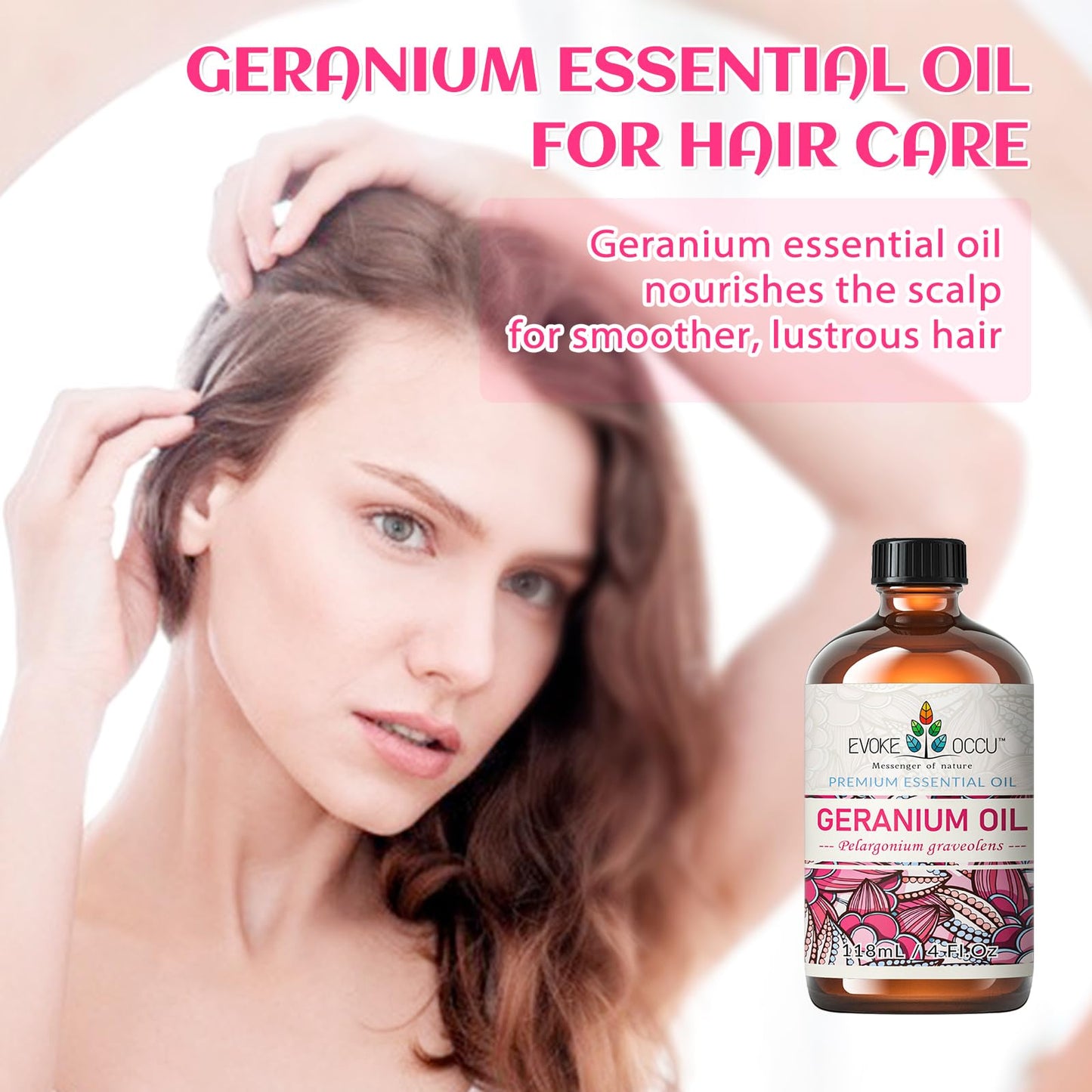 EVOKE OCCU Geranium Essential Oil 4 oz | Pure, Natural for Skin & Hair