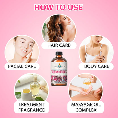 EVOKE OCCU Geranium Essential Oil 4 oz | Pure, Natural for Skin & Hair