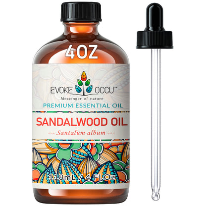 EVOKE OCCU Sandalwood Essential Oil 4 Oz – Skin Care, Diffuser, Perfume, Soap & Candle Making
