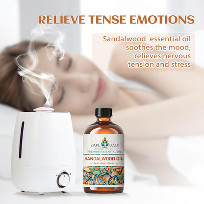 EVOKE OCCU Sandalwood Essential Oil 4 Oz – Skin Care, Diffuser, Perfume, Soap & Candle Making