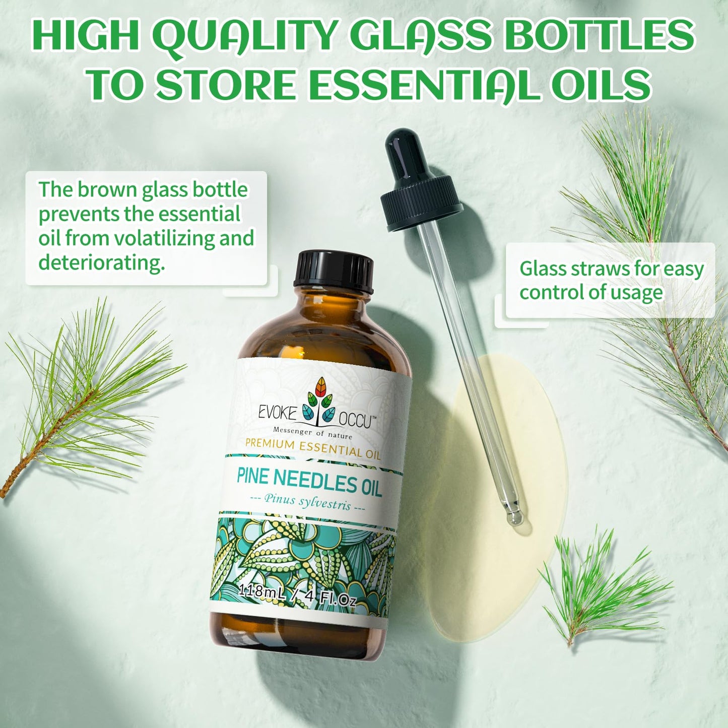 EVOKE OCCU Pine Essential Oil - Fresh Pine Scent for Diffuser, Aromatherapy (4 Fl Oz)