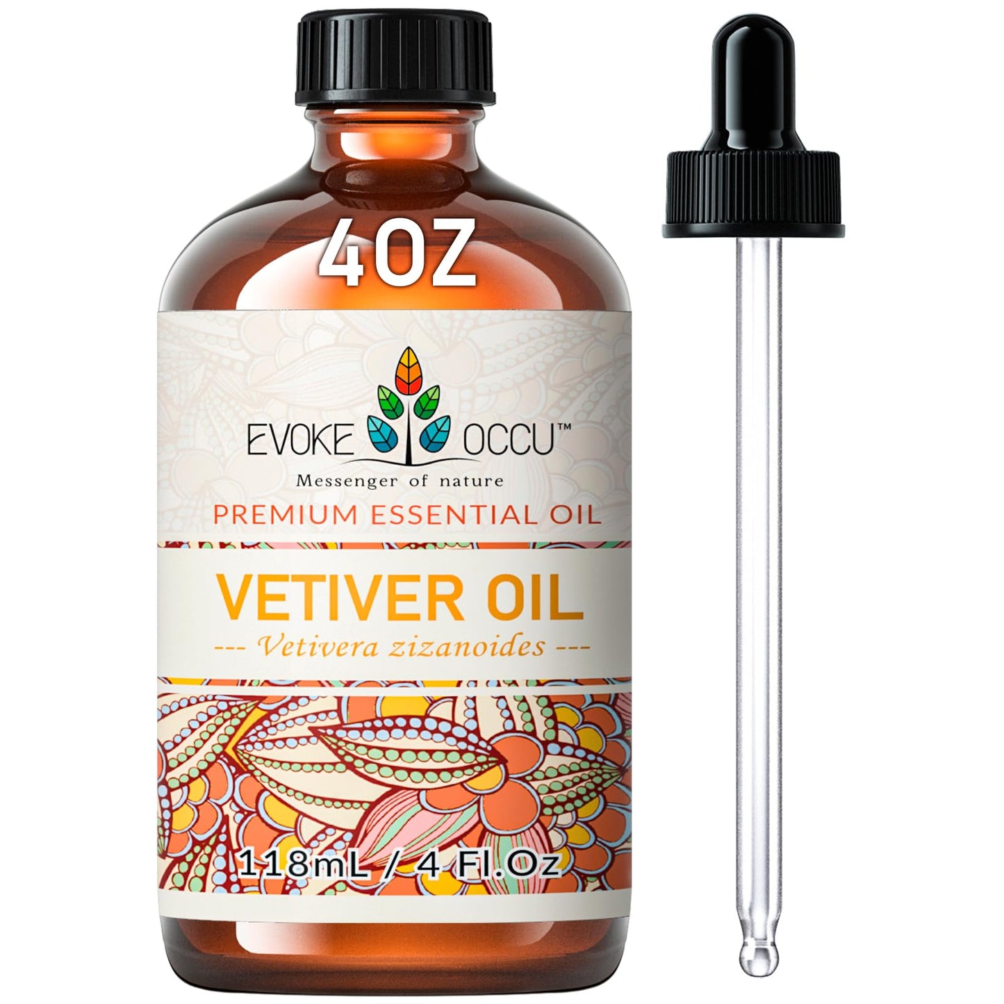 EVOKE OCCU Pure & Natural Vetiver Essential Oil for Skin, DIY, Candle and Soap Making - 4 Fl Oz