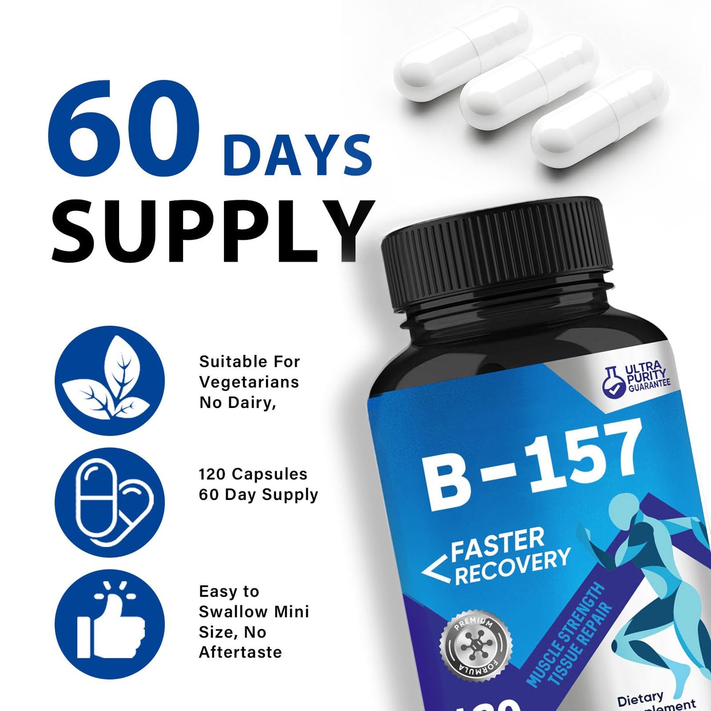 EVYOUNG BP 157 Peptide Capsules 1000mcg - Non-GMO, Gluten-Free, 120 ct