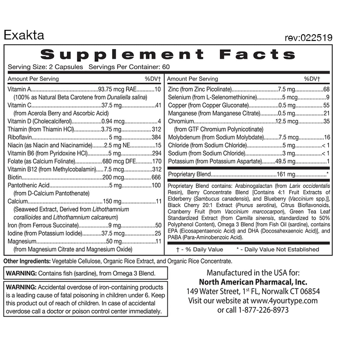 Exakta 120 Vegetarian Capsules by D'Adamo Personalized Nutrition | All-Purpose Multivitamin