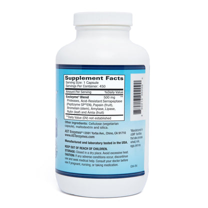 AST Enzymes Excellacor-450 Vegetarian Capsules – Premium Natural Systemic Enzyme Formula for Total Body Support