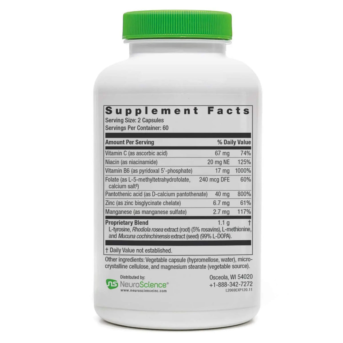 NeuroScience ExcitaPlus - Extra Strength L-Tyrosine & Rhodiola for Energy & Adrenal Health | 120 Capsules BritishVita | Premium UK Vitamins & Wellness Supplements