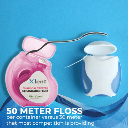 Expandable Charcoal Floss with Xylitol – Fresh Mint, PFAS & PTFE Free | 50m x 2