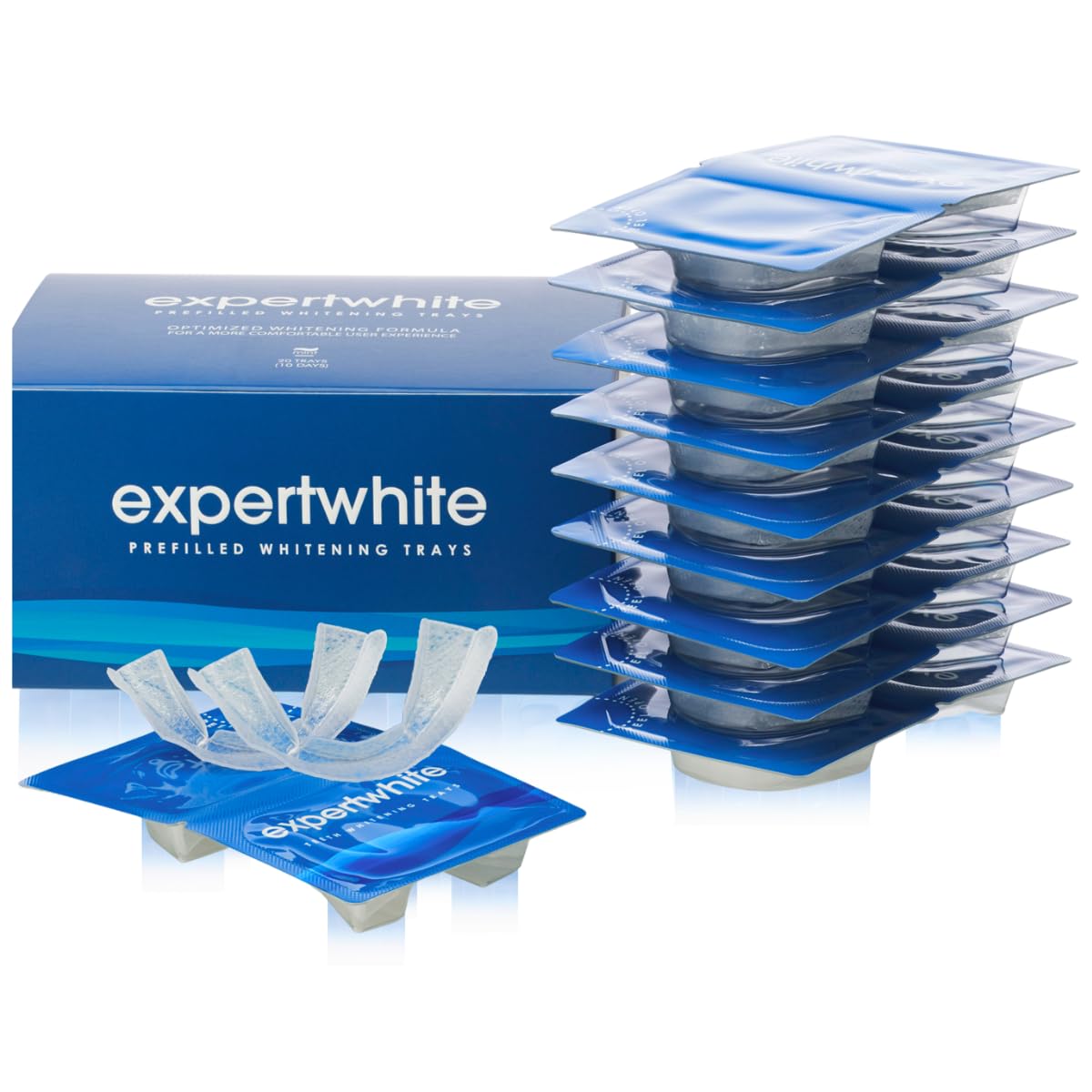 ExpertWhite Max Glow Trays – 12% Hydrogen Peroxide Teeth Whitening, 10 Treatments, Custom-Fit