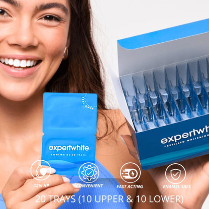 ExpertWhite Max Glow Trays – 12% Hydrogen Peroxide Teeth Whitening, 10 Treatments, Custom-Fit