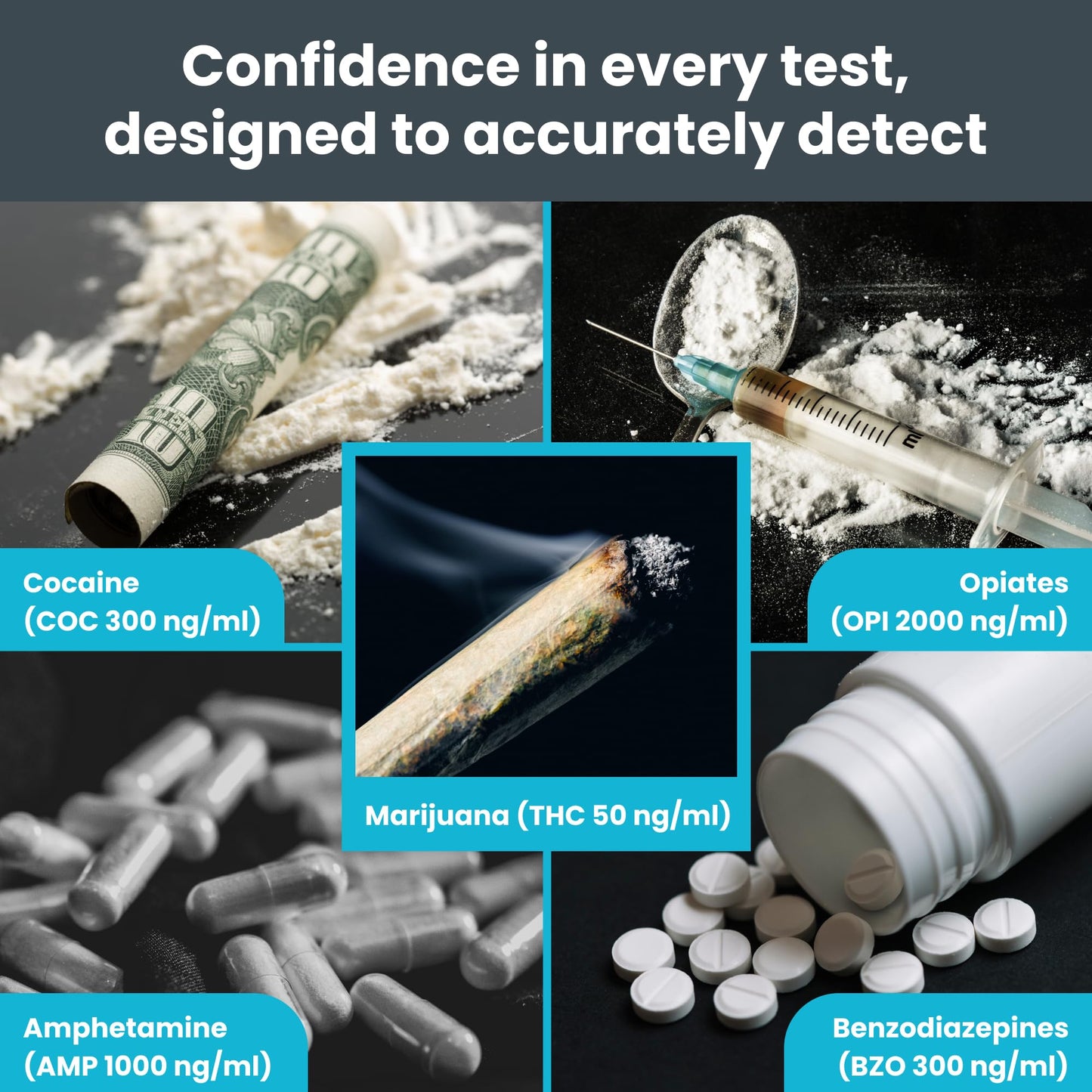 Exploro 5-Panel Drug Test Kit – At-Home Urine Test for THC, Cocaine, Opiates, Amphetamines & Benzodiazepines