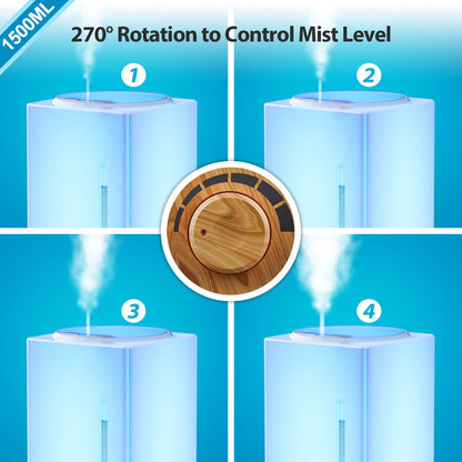 Exqline 1500ml Large Aroma Diffuser – Large Room Humidifier (Wood Grain)