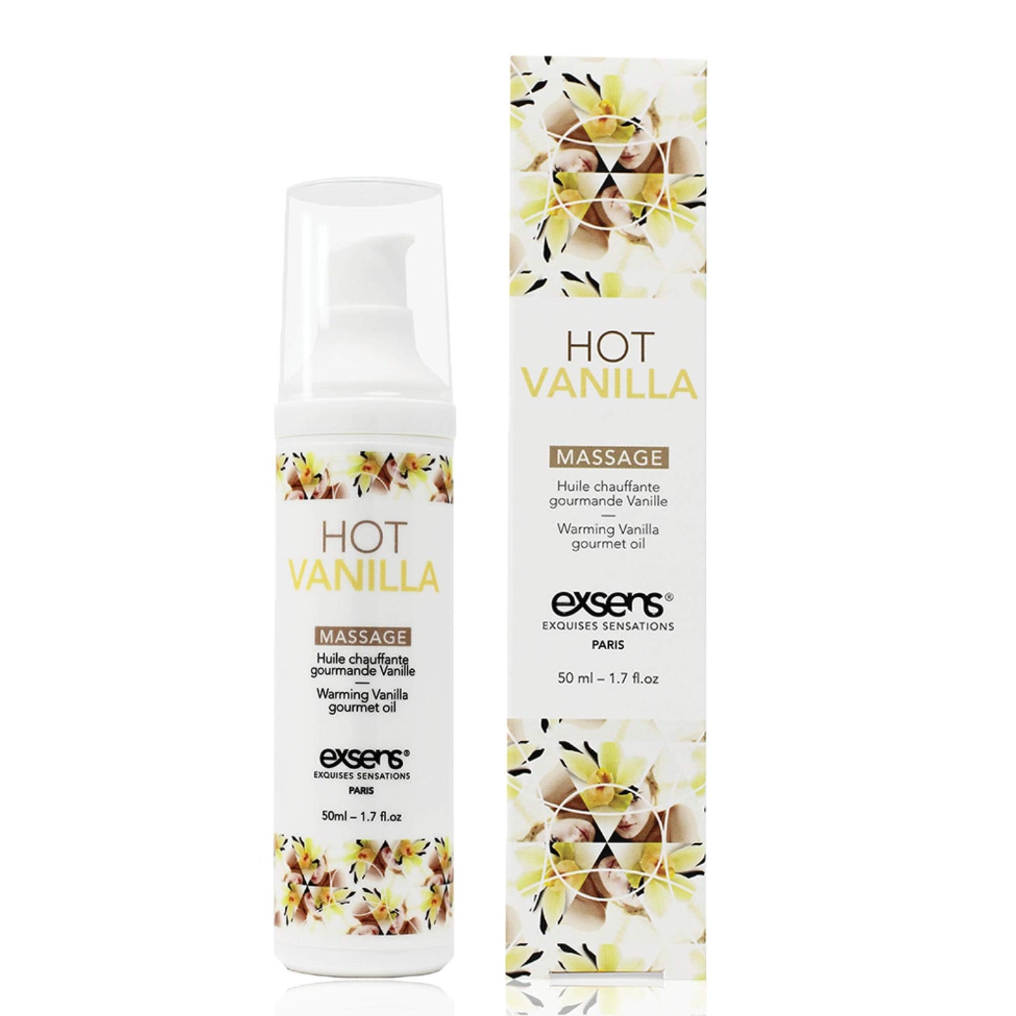 Exsens Hot Vanilla Warming Massage Oil - All Natural, Paraben-Free, 1.7 fl oz