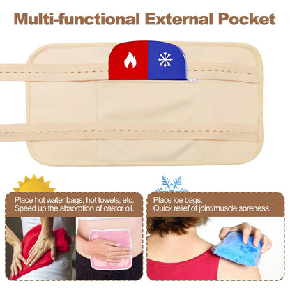 Organic Castor Oil Pack Wrap - Reusable, Adjustable & Machine-Washable