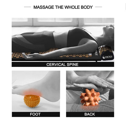 Extra Long Yoga Acupressure Mat Set – Large Magnetic Mat & Pillow (Gold)