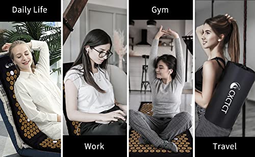Extra Long Yoga Acupressure Mat Set – Large Magnetic Mat & Pillow (Gold)