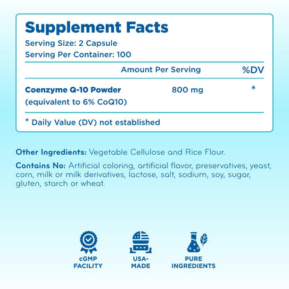 Extra Strength CoQ10 800mg - Quick Absorption Ubiquinone 800mg | 100 Servings