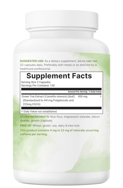 Extra Strength Green Tea Extract - 300 Capsules | 5 Month Supply | 50% EGCG & 98% Polyphenols
