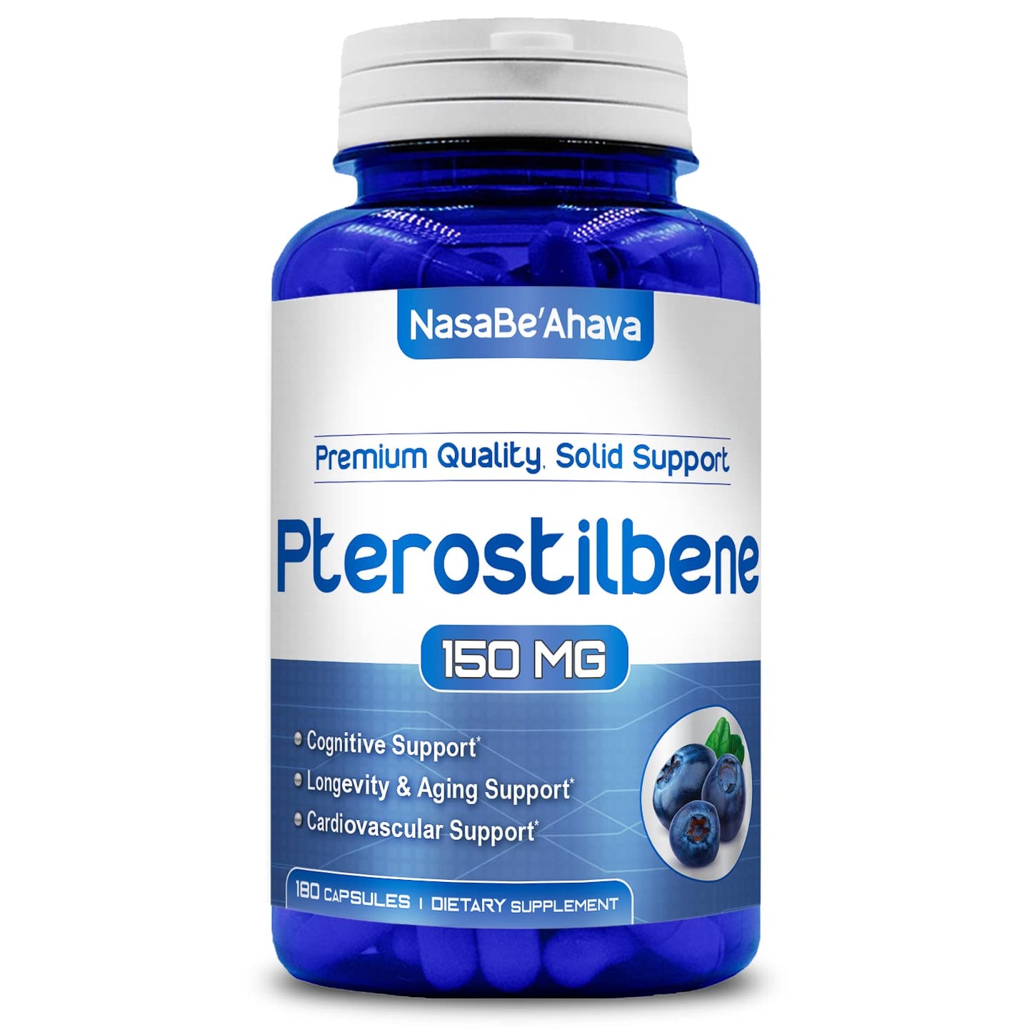 Extra Strength Pterostilbene Supplement – 150mg, Vegan, Made in USA | 180 Day Supply