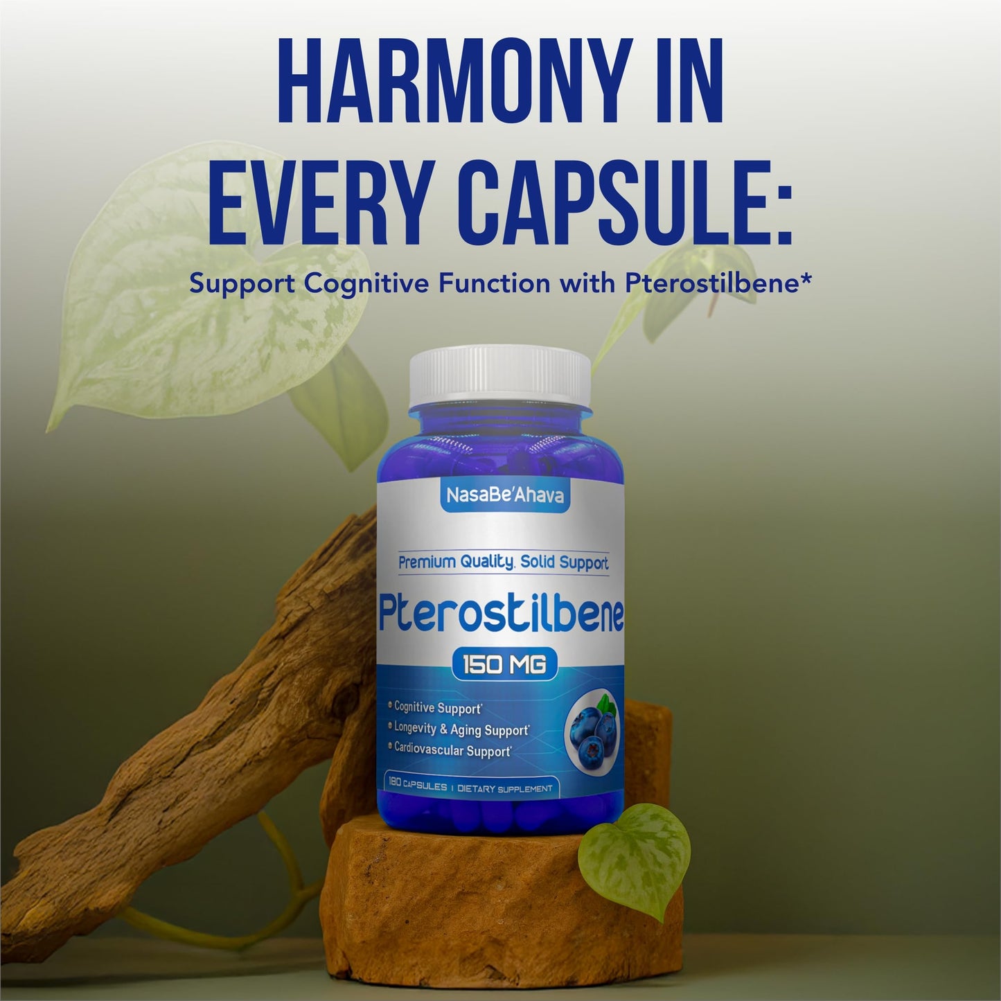 Extra Strength Pterostilbene Supplement – 150mg, Vegan, Made in USA | 180 Day Supply