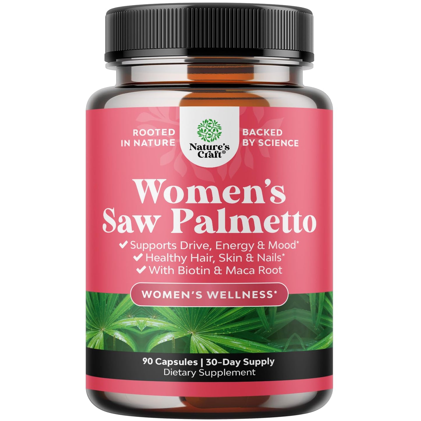 Extra Strength Saw Palmetto for Women 500mg – DHT Blocker Hair Vitamins (90 Capsules)