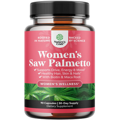 Extra Strength Saw Palmetto for Women 500mg – DHT Blocker Hair Vitamins (90 Capsules)