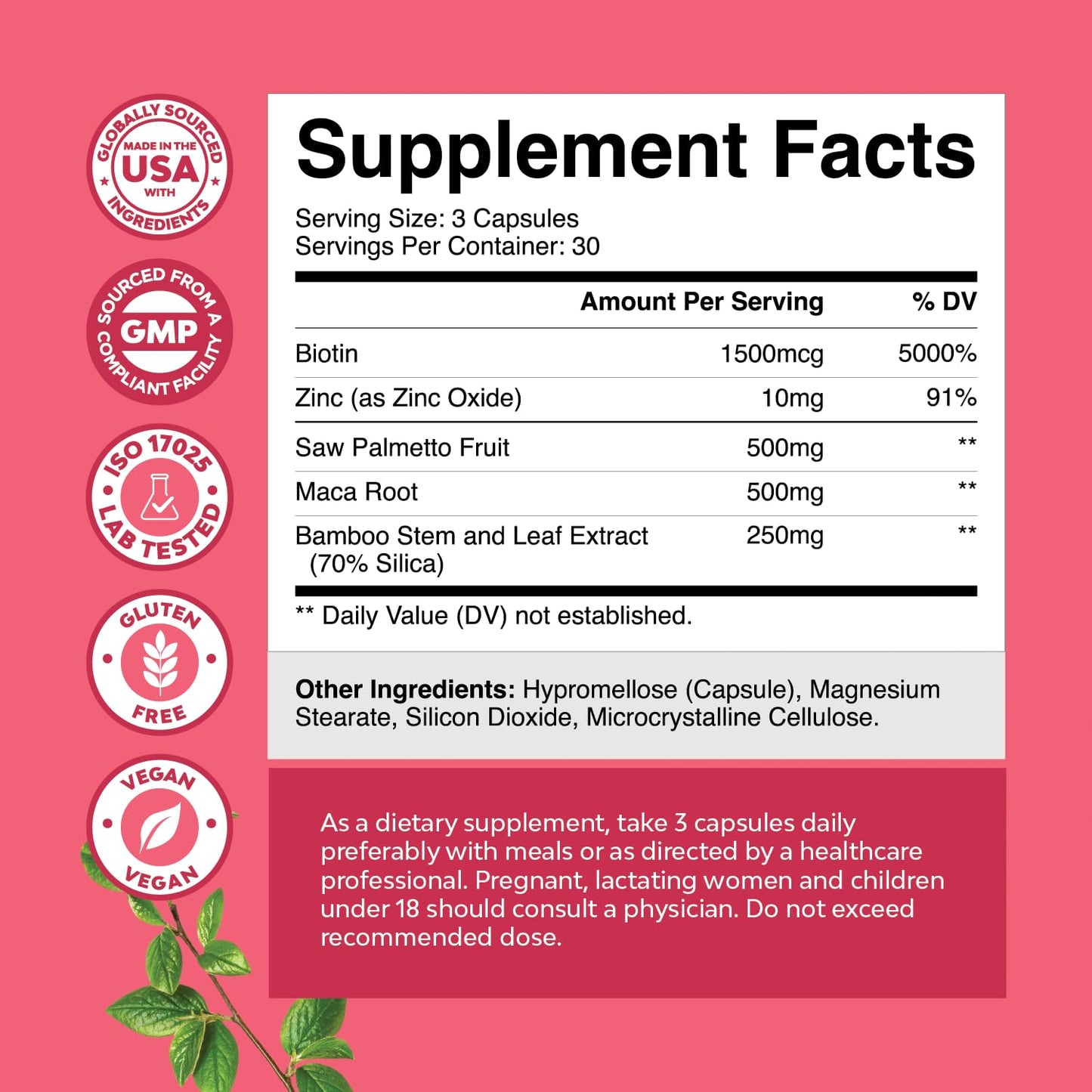 Extra Strength Saw Palmetto for Women 500mg – DHT Blocker Hair Vitamins (90 Capsules)