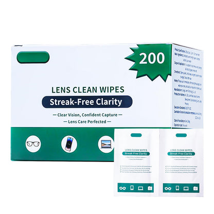 Eye Glasses Cleaner Wipes – Lens Wipes for Glasses & Sunglasses – 200PCS, Individually Wrapped