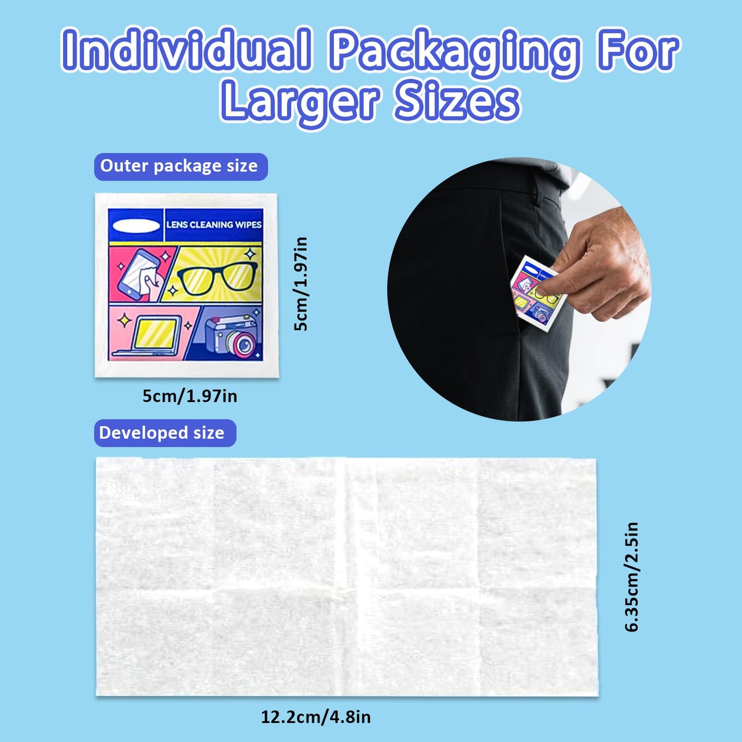 Eye Glasses Cleaner Wipes - Lens Wipes for Glasses & Screens (300 PCS) - Individually Wrapped