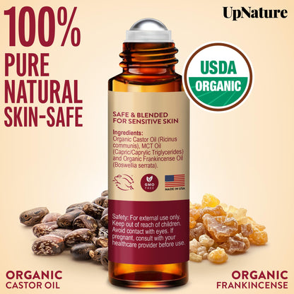 UpNature Organic Castor Oil & Frankincense Eye Roller – 100% Organic Face Care