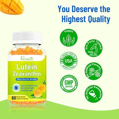 Eye Vitamins Lutein & Zeaxanthin Gummies – Sugar-Free Mango, 120 Count