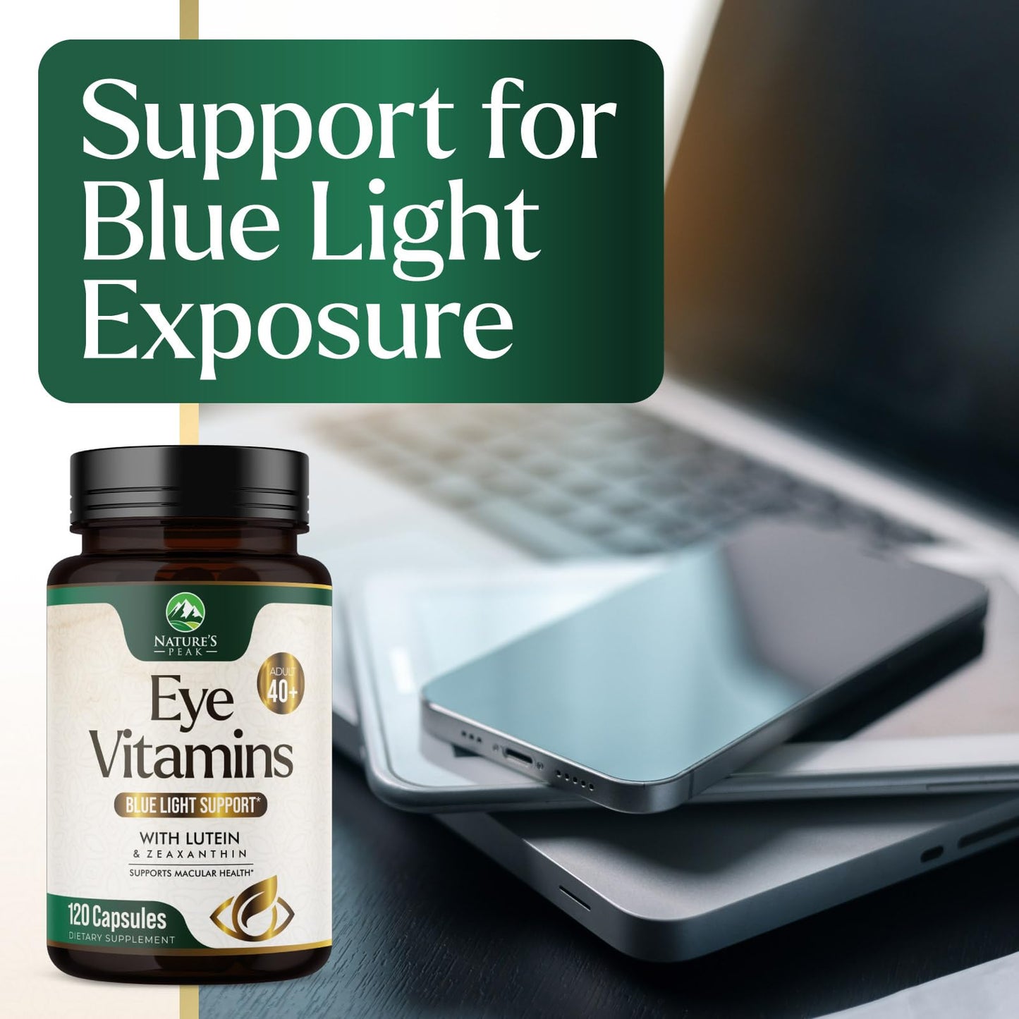 Eye Vitamins & Mineral Supplement – Lutein, Zeaxanthin, Zinc (120 Capsules)