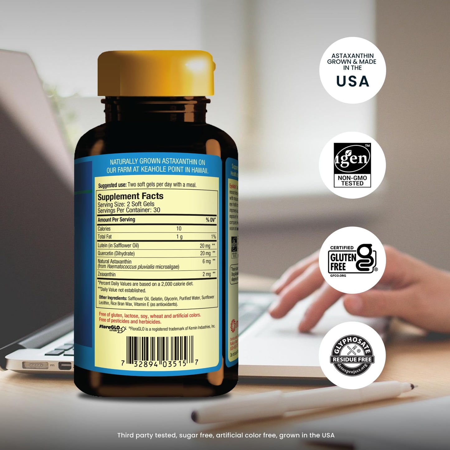 EyeAstin: BioAstin Hawaiian Astaxanthin with Lutein & Zeaxanthin - Supports Eye Health