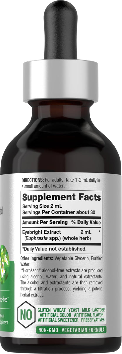 Horbäach Eyebright Herb Supplement | 2 fl oz Alcohol Free Liquid Extract Tincture | Vegetarian, Non-GMO, Gluten Free